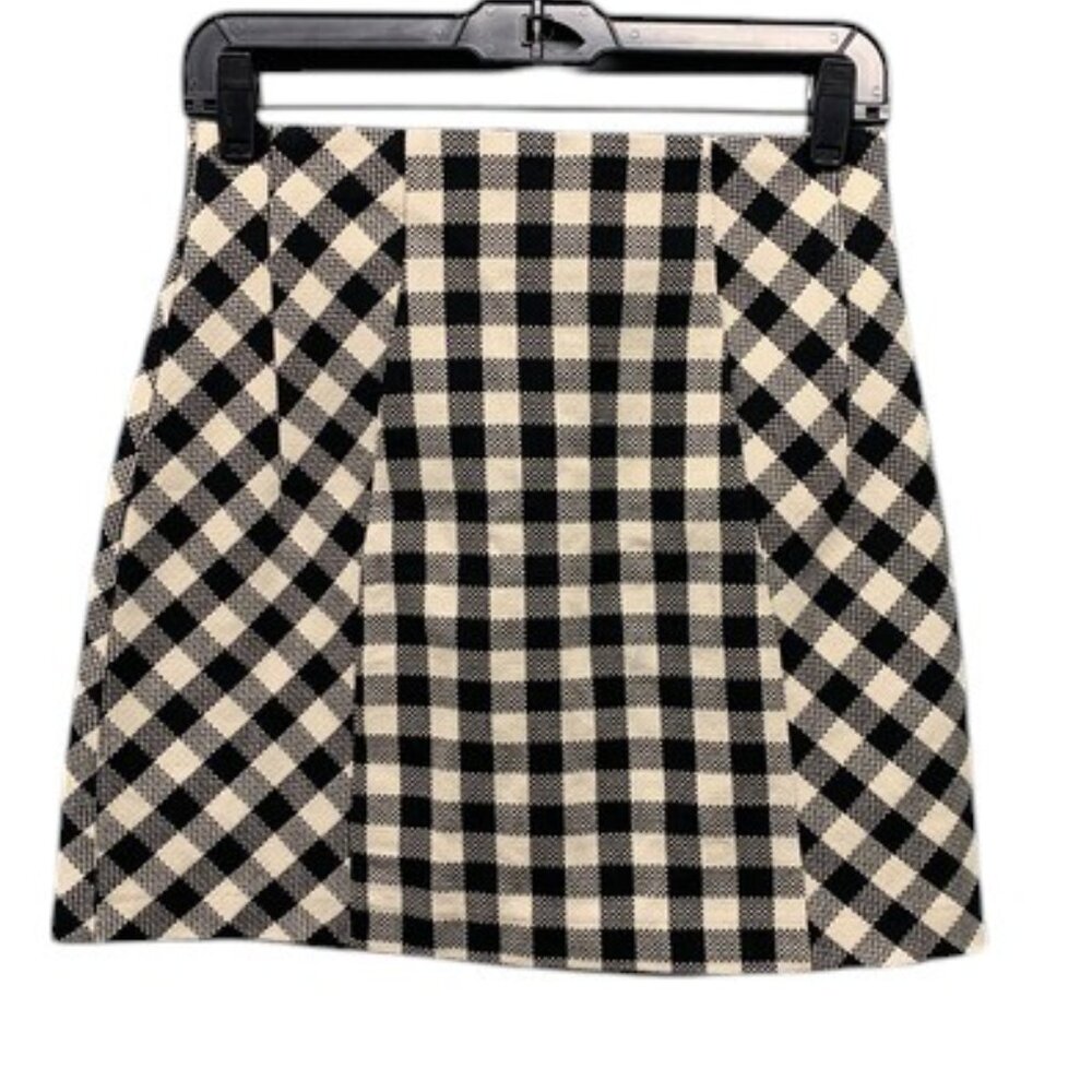 Topshop Women’s 4 Mini Skirt‎ Black White Gingham Checkered Casual NWT